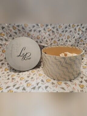 La Rose Decorative Hat Box - Cream & Silver Swirl
